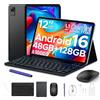 Easerush P12 Tablet 12 Pollici 2.4K Tablet Android 16,120Hz,48GB+128GB/2TB TF,Nero | 10000mAh/Carica rapida 18W,OTG, T7280 Octa-Core,2.2GHz,Gemini AI/WidevineL1/WiFi5,Tastiera,Penna,Ultrasottile in Metallo