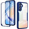 XCYYOO Cover Compatibile con Samsung Galaxy A34 5G Antiurto Transparent Custodia TPU Anteriore e PC Indietro Protezione Schermo Integrata Doppia Faccia Cover Rugged 360° Protettiva Silicone Case, Blu