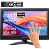 Thinlerain Monitor touch screen da 10,1 pollici, 1366 x 768 HD IPS 16:9, HDMI/VGA/BNC/AV, altoparlanti integrati, VESA 75 x 75, piccolo monitor per PC, Raspberry Pi, Fire TV Stick, cucina, auto