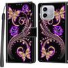 Salanheo Cover per Honor 600 Lite / 500 Smart, Farfalla dorata | Portacarte, Chiusura Magnetica, Flip Case, Antiurto Custodia, Funzione Stand