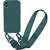 MBSLFY Cover Cordino per iPhone X/iPhone XS Custodia con tracolla, Regolabile Cellulare con Collana TPU Corda Silicone con Practical Stylish Custodia telefono - Verde scuro