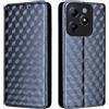 Generico DayQiQiPu Cover per Realme C61 RMX3939, RMX3930 (6,74 Pollici) Custodia in pelle PU con Motivo a cubi 3D Chiusura Magnetica Caso portafoglio a conchiglia con supporto, Blu