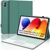FOGARI Per Xiaomi Redmi Pad 2 Pro 2025/Poco Pad M1 12.1 Pollici Cover Tastiera | Custodia Tastiera Bluetooth Rimovibile con Retroilluminazione 7 colori e Touchpad, Keyboard Wireless Portatile, Verde scuro