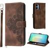 Auslbin Cover per Samsung Galaxy A06 4G 6.7, Slot a 5 Carte Custodia per Samsung Galaxy A06 /SM-A065F/DS Protettiva in pelle PU Stile Fiore Vintage, Marrone