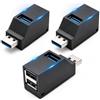 YFYWINSH Hub USB 3.0 compatto a 3 porte, 1 USB 3.0 e 2 USB 2.0, confezione da 3 pezzi Hub USB alimentato, mini splitter USB alimentato per chiavetta USB, tastiera/mouse, disco rigido, stampante, computer