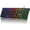 Rewurnth Tastiera da gioco con layout UK, tastiera per computer cablata retroilluminata RGB, sensazione meccanica, Plug & Play USB per PC, Mac, PS4, Xbox
