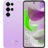 OUKITEL C68 Smartphone Android 15-16(4+12) GB RAM + 128GB ROM/TF 1TB, 7,2 HD+ 120Hz Octa-Core Callulare, Batteria 6000mAh, 64MP+8MP Fotocamera,GPS/OTG/Dual SIM 4G Viola