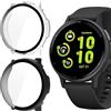 ZoRoll Custodia Compatibile con Garmin Vivoactive 5, [2 Pezzi] Custodia Protettiva Completa con Pellicola di Vetro, Copertura Completa 9H, durezza PC, con Garmin Vivoactive 5 - Trasparente+Nero