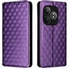 Generico DayQiQiPu Cover per Realme GT 6/6T RMX3911, RMX3921 (6,78 Pollici) Custodia in pelle PU con Motivo a cubi 3D Chiusura Magnetica Caso portafoglio a conchiglia con supporto, Viola
