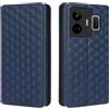 Generico DayQiQiPu Cover per Realme GT3 RMX3709 (6,74 Pollici) Custodia in pelle PU con Motivo a cubi 3D Chiusura Magnetica Caso portafoglio a conchiglia con supporto, Blu
