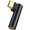 adspow Adattatore USB C 90 Gradi a Jack 3,5 mm per Cuffie, da USB tipo C a AUX femmina da 3,5mm, Connettore Jack USB C Aux Compatible con Xiaomi Samsung Google iPad (Black)