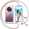 Sewutoyu Custodia Collana per Cellulare Compatibile per Realme 14 Pro - Cover Silicone TPU Protettiva Trasparente - Custodia indossabile per Collo - Case a Tracolla con Cordina, Rosa