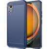 owlhold Cover per Samsung Galaxy XCover 7, Custodia Spazzolata e Fibra di Carbonio Morbido Silicone TPU Slim Fit Case, Antiurto, Antigraffio, Antiscivolo, Protezione Grado Militare, Blu