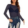Gosunny Maglia da donna in rete trasparente, a maniche lunghe | Morbida e ariosa, maglia a rete trasparente, a maniche lunghe, casual, elegante, alla moda, per feste e festival