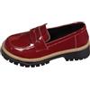 Generico Mocassini Donna Pelle Classico Mocassino Elegante con Plateau Loafers Pianta Larga Scarpe Eleganti Morbida Rosso 38