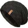 TOSKATOK® Uomo Unisex Caldo Inverno Maglia Testurizzata Isolamento Termico Cappello a Cuffia Slouch con Accogliente Fodera in Pile Orsacchiotto di Pelliccia Sintetica