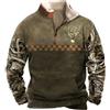 kewing Felpa Stampata da Uomo Camouflage da Caccia al Cervo Pullover Giacche Occidentali a Maniche Lunghe da Cowboy con Tasca a Marsupio