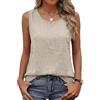 Generico Canottiera Donna Cotone Lino Spalla Larga Bianca Senza Maniche Estiva Base Tank Top Canottiera Leggero Elegante Camicia Tinta Unita Tunica Blusa Casual Traspirante Maglietta Tops