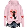 Generic Felpa con cappuccio per San Valentino, da donna, dolce bassotto, con stampa, maglione casual, con cappuccio, comoda maglietta a maniche lunghe, casual, per la primavera e l'inverno