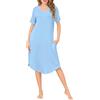 Wikoan Camicia da Notte Donna con Scollo a V Camicie da Notte Morbide Estive Camicie da Notte a Maniche Corte Pigiama da Notte S-XXL