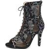Generico Stivali da Ballo Latino Donna Punta Aperta con Lacci Salsa Tango Scarpe da Ballo Latino Americano Heels Dance Shoes for Women con i Tacchi Alti con Tacco 9.5, Suola in Gomma