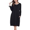 Sopesil Camicia da Notte Donna Maniche Lunghe S-XXL | Vestito da Casa con Tasche e Scollo Tondo, Morbido e Traspirante per Sonno e Relax