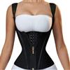 Generic Corsetto modellante donna in lattice elastico, waist trainer con zip e ganci, spalline larghe, bustino contenitivo addome stile vintage
