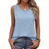 Generico Canottiera Donna Cotone Lino Spalla Larga Bianca Senza Maniche Estiva Base Tank Top Canottiera Leggero Elegante Camicia Tinta Unita Tunica Blusa Casual Traspirante Maglietta Tops