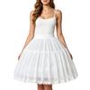 Didabotak Sottogonna in crinolina, da donna, con 2 cerchi, gonna in chiffon, abito da ballo corto a mezza sottoveste per Lolita, cosplay, matrimonio, bianco