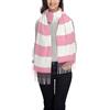 Hnnkloy A righe rosa e bianche,Sciarpa in cashmere imitazione moda da donna, scialle leggero con nappe 197x72 cm