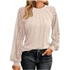 Duohropke Felpa da donna, maglione autunnale, a maniche lunghe, elegante, a maniche lunghe, in pizzo, casual, per primavera, autunno, business, camicetta casual, tunica alla moda