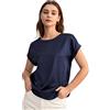 LilySilk Maglietta da donna in seta con maniche corte e scollo rotondo | Vestibilità regolare, maglietta, top, polsini arrotolati, maniche ad aletta, lavabile in lavatrice, leggera e morbida