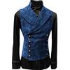 Duohropke Gilet in pelle scamosciata da uomo, a due strati, slim fit, gotico, steampunk, senza maniche, stile rinascimentale, medievale, stile vittoriano, da pirata, per il tempo libero, cosplay