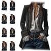 Generic Giacca lunga vintage ricamata in velluto con intricato ricamo floreale costume pirata blazer cappotto donna top rinascimentale