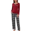 Yukiuiny Donna Pigiami Due Pezzi per Primavera Autunno: Maglia Collo V e Maniche Lunghe + Pantaloni a Quadri