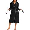 Lovasy Accappatoio Donna Nido d'Ape Cotone Vestaglia Leggera Maniche Lunghe | Morbido e Comodo Kimono Lungo in Maglia Waffle con Colletto a Revers