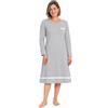 Leedya Camicia da Notte Invernale Donna Lunga in 100% Cotone Interlock - Calda e Morbida, Maniche Lunghe, Bottoni Frontali - Taglie S-3XL