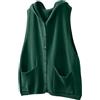 Duohropke Gilet lavorato a maglia da donna con cappuccio, bottone, con scollo a V, senza maniche, formale, classico, tinta unita, elegante maglione invernale