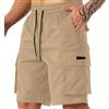Generico Pantaloncini Trekking Uomo Eleganti Casual Calzoncini Tinta Unita Baggy Pantaloni Corti con Vita Elastica E Coulisse Bermuda Cargo Uomo con Tante Tasche Shorts Traspirante Leggeri Corti