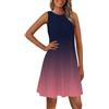 Generic Abito estivo da donna, lunghezza al ginocchio, senza maniche, abito da spiaggia, leggero, comodo, per il tempo libero, boho, abito plissettato, tunica, abito da donna
