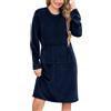 Vlazom Camicia da Notte Invernale Donna Flanella Lunga con Tascone Morbida | Flanella Morbida e Calda, Grande Tasca Ventrale Pratica, Scollo Rotondo Comodo, Disponibile in Più Colori