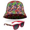 Marvel Cappello da Pescatore Occhiali da Sole Bambino Gadget Set Estivo per Ragazzi Bucket Hat e Occhiali da Sole Bambini con Protezione UV Regali Spiderman Avengers