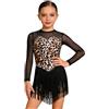 iiniim Abito da Ballo Latino Americano Bambina Vestito Danza Latina Motivo Leopardo Bambine Rumba E Samba Bambine Competizioni