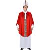 Duohropke Costume da papa da uomo da Babbo Natale, vescovo, vestaglia con cappello e barra a croce biblica, cattolico, cardinale, vescovo, per Halloween, chiesa, tema, cosplay