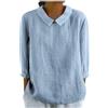 Generisch Maglietta da donna elegante a 3/4 e maniche lunghe, in cotone, a maniche corte, girocollo, estiva, traspirante, in lino, con colletto a bubi, leggera, oversize