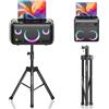 Ikarao Supporto per Altoparlanti regolabile 91-119 cm, Treppiede robusto in acciaio al carbonio, innesto 35 mm, portata 30 kg, per macchina karaoke, PA, DJ e feste, Nero