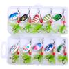 Wodsty Set di 10 esche artificiali in metallo, 6 cm, per luccio | 10 esche da pesca in metallo, 6 cm, per pesca a spinning, luccio, persico, trota, accessori per la pesca