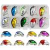 Wodsty Set di 12 esche artificiali da pesca biomimetiche Minnow Popper Crankbaits con occhi 3D per pesca in acqua dolce e salata