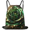 Morbuy 35x42cm Sacca Sportiva Impermeabile Zaino a Sacco (Verde) | Zaino Traspirante Motivo Floreale Rose, Leggero Grande Capacità Coulisse Sportivo,per Palestra,Scuola,Viaggi,Uomo Donna