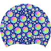 OKEO Cuffia Nuoto BUBBLES in Silicone - Cuffia Piscina Modello Bolle Colorate - Morbida, Elastica e Resistente - Blu Multicolor